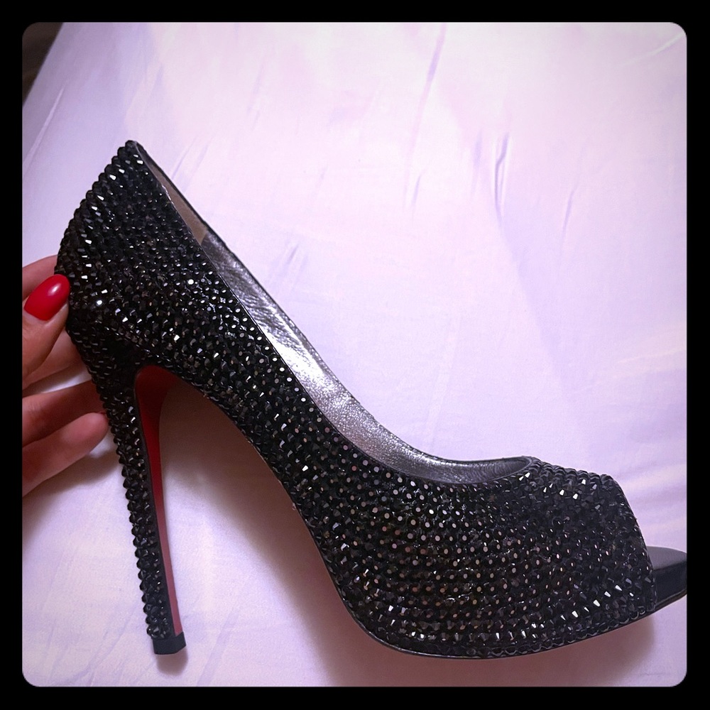 Claudio Milano red bottom Italian Swarovski heels